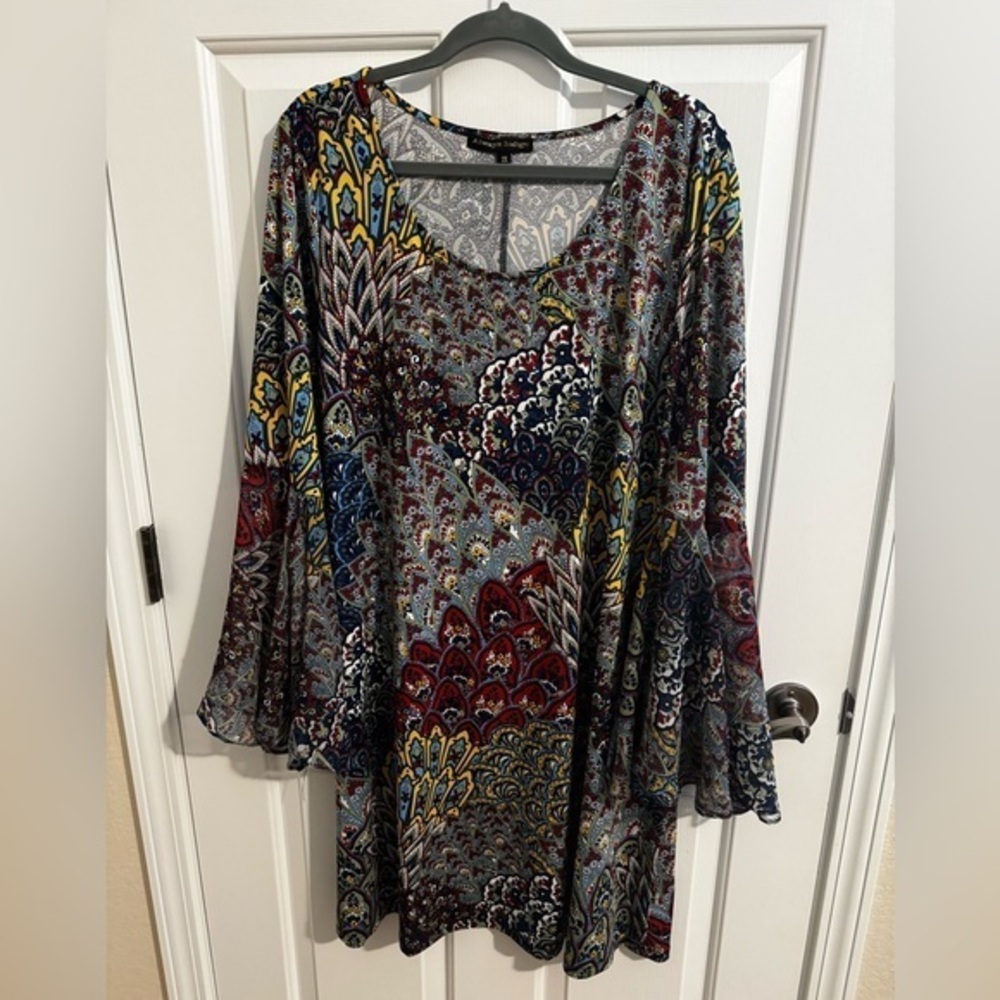 Always Inidigo Blue Green Red Boho Petal Bell Sleeve Party Dress Plus 2X